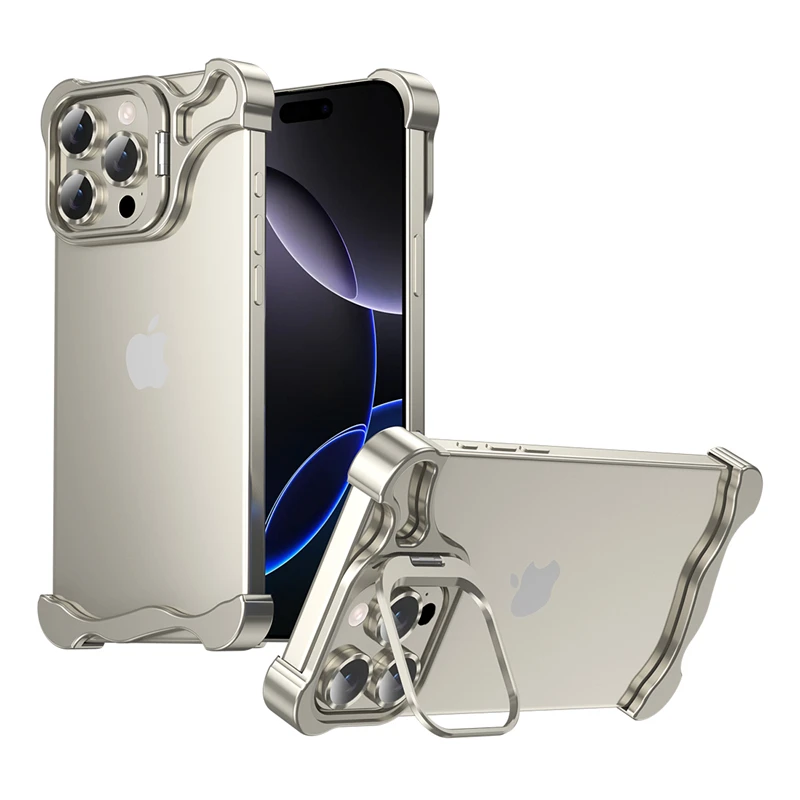 Metal Frameless Bumper Lens Holder Shockproof Case for IPhone 17 Air 16 15 14 Pro Max 16Pro 17Pro Heat Dissipation Phone Cover