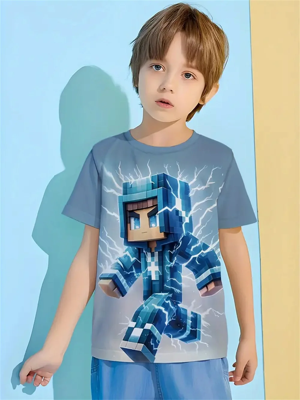 

2025 Flash Game Characters Pattern T Shirt Fashion Breathable T Shirt Simple Kids Boy Clothes Short Sleeve Children's Clothing