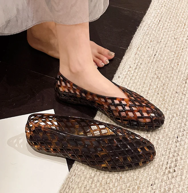 New V-mouth Crystal Jelly for Women Shoes Fashionable Versatile Comfortable  Flat Bottom Single Shoes, Casual Sandals image 6