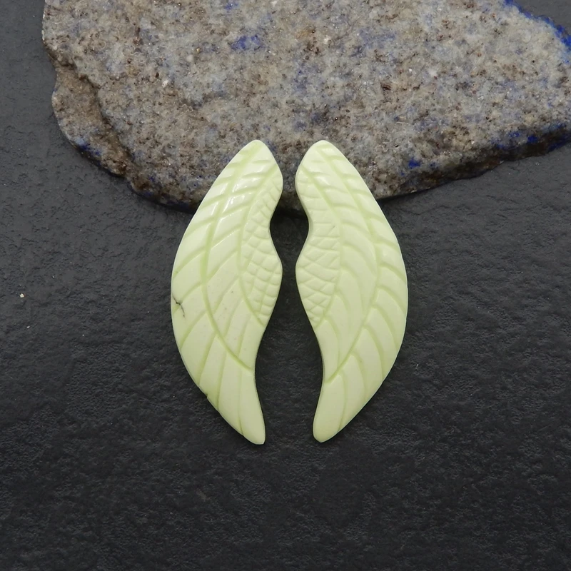Natural Howlite Wing Shape Hand Carved Earring Beads Fashionable Beads DIY Jewelry Unique Accessory Elegant Gift 51x19x4mm 11.5g