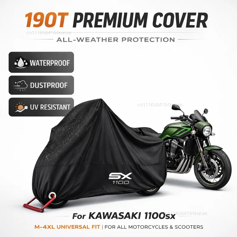 For KAWASAKI 1100sx Ninja 1100 SX SE 2025-2026 190T Motorcycle Cover Waterproof Dustproof UV Protection All Season