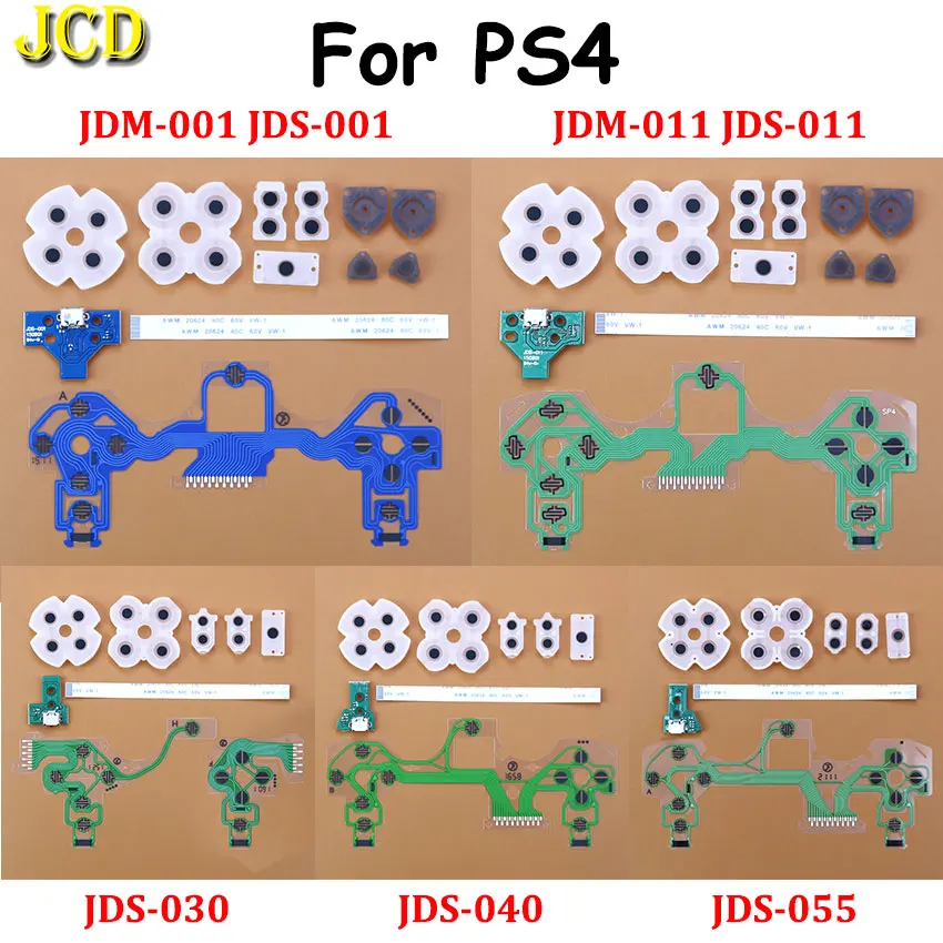 JDM-001/011 JDS-030 JDS-040 JDS-055 USB Charging Port Board Conductive Film Silicone Rubber Button For PS4 Pro Slim Controller