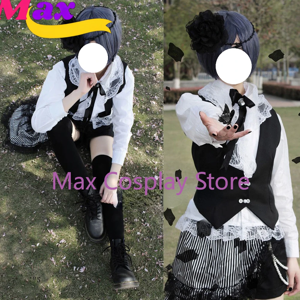 Max Anime Ciel Phantomhive Cosplay Costume Circus Uniform Kuroshitsuji Halloween Women Clothing Dress Custom size