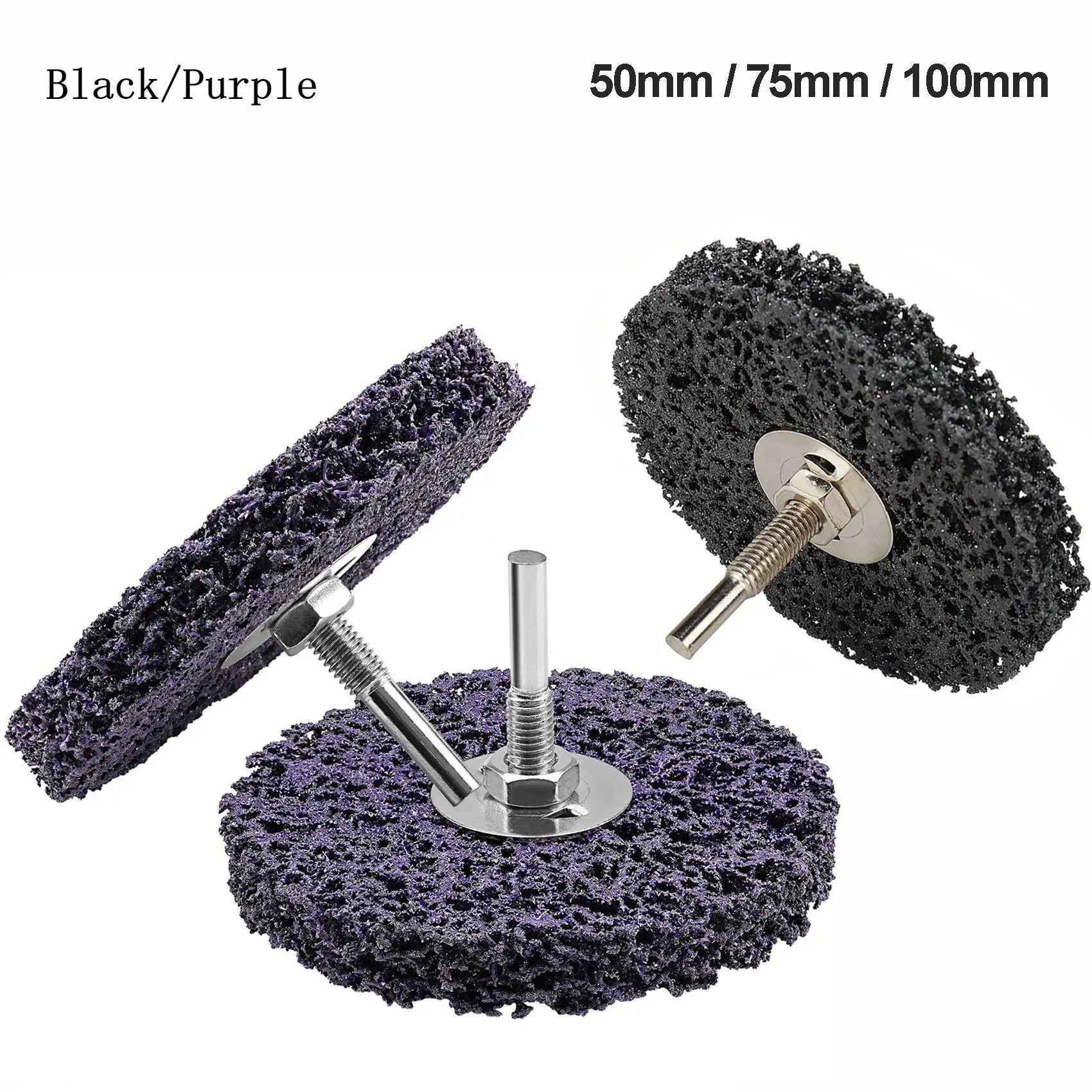 1Pc 50/75/100mm Strip Disc with 6mm Shank – Rotating Grinding Tool for Metal Rust Removal & Deburring, Cleaning Wheel
