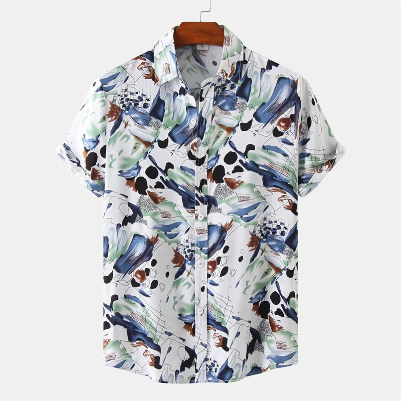 Hawaiian Flower Leaves 3d Print Shirt For Men Casual Beach Holiday Lapel Blouse Fashion Short-Sleeved Street Summer Shirts