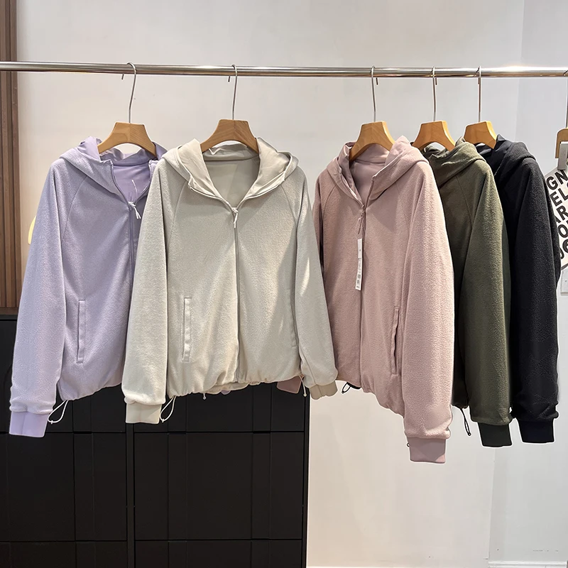 

Outdoor Windproof Double-Sided Wear Fce Hooded Zipper Jaet Lightweight Warm Women's ort Coat Autumn Winter Faion