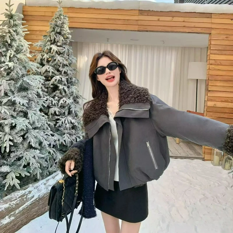 여성을 위한 패셔너블한 양면 솜 패딩 재킷 2026 가을 겨울 신상 대형 사이즈 대형 칼라 디자인 컬렉션용