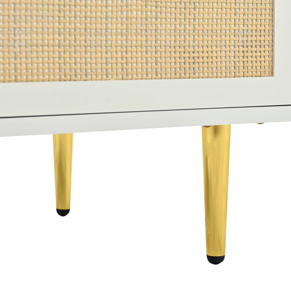 PINGGO Weißer Kleiderschrank mit 2 Türen, Rattanschublade, Metallbeinen und Griffen, 80x48x175cm, für Schlafzimmer und Wohnzimmer – Detail 22