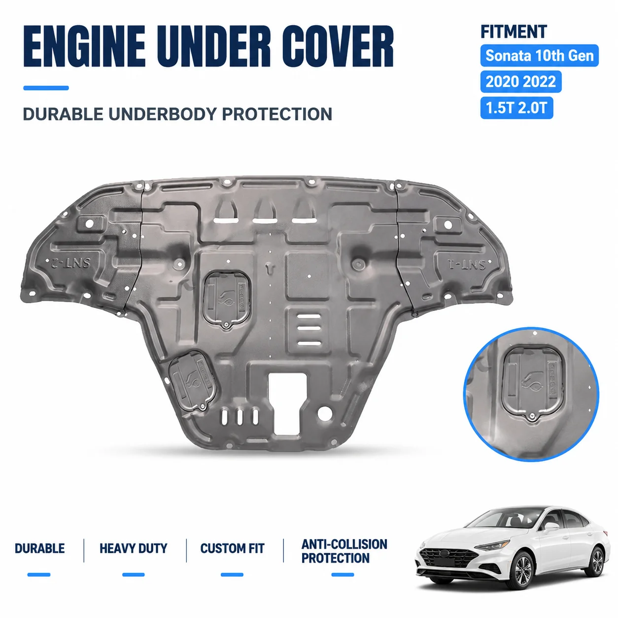 Custom Fit Engine Skid Plate For Hyundai Sonata 10th Gen 2020 2022 Heavy Duty Underbody Protection Anti Collision Design