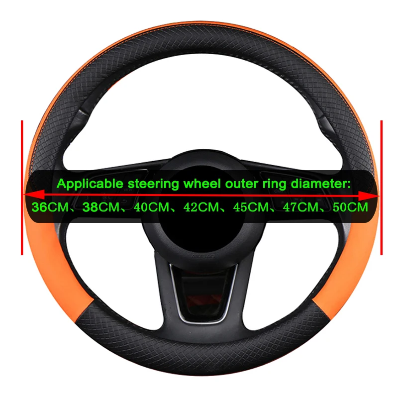 Car Truck Lorry Van Bus Steering Wheel Cover White Orange Braid On Steering-Wheel For Auto Diameters 36 38 40 42 45 47 50 CM