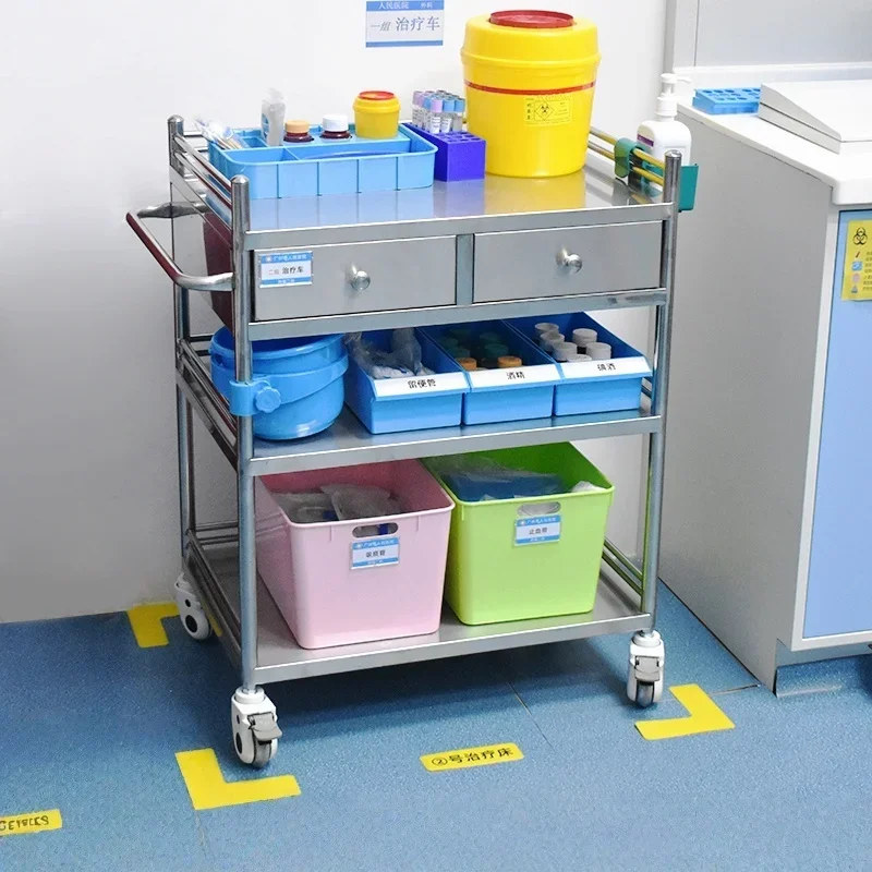 Stainless Steel Multifunctional Medical Trolley Mobile Laboratory Utility Cart for Hospital Clinical Laboratory
