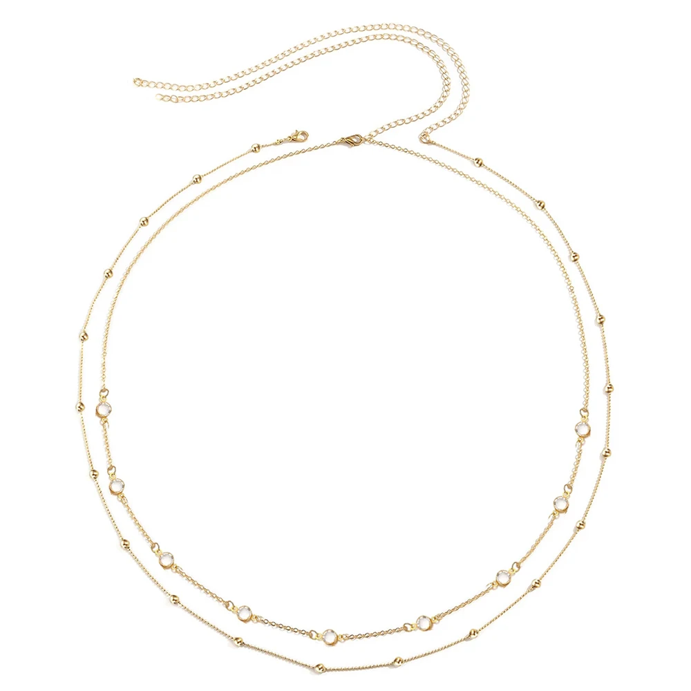 MinaMaMa 2022 New Stainless Steel Bikini Jewelry Crystal Waist Chain Belly Chain For Women Girls Minimalist Sexy Body Accesorios