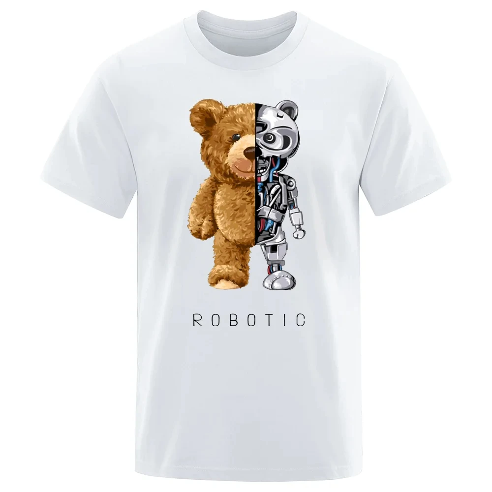 مضحك تيد الدب روبوت التي شيرت الروبوتية الدب المرأة قصيرة الأكمام موضة ملابس كاجوال الصيف تيز الشارع تي شيرت الجرافيك تي شيرت