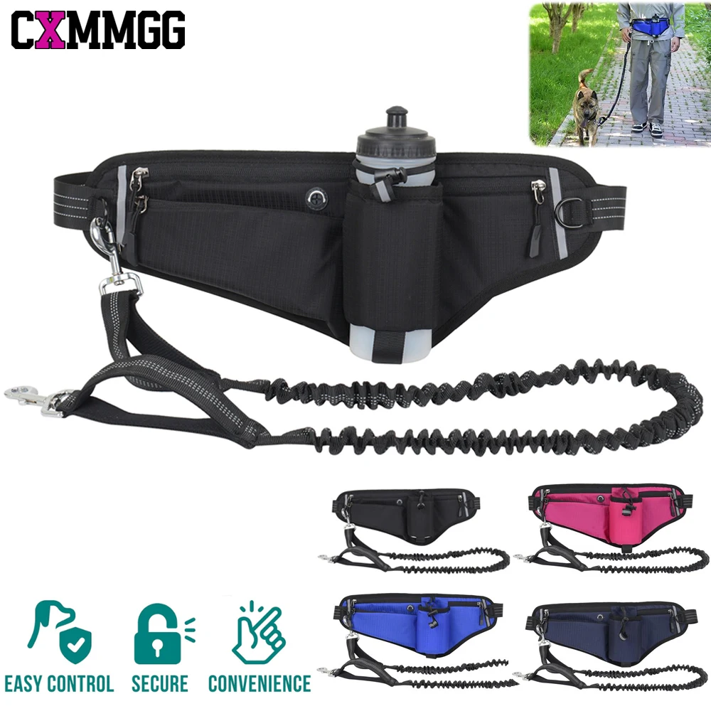 1PCS Fanny Pack with Water Bottle Holder,Hydration Running Belt for Men Women Adjustable Strap Waist Bag & Hands-Free Dog Leash