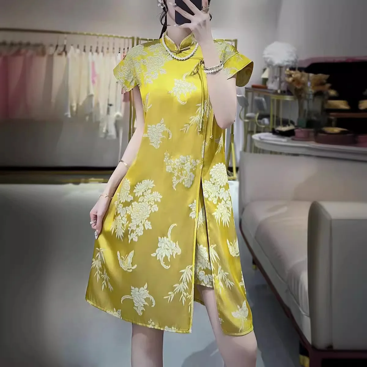 

High-end Spring Summer Women Dress Cheongsam Plum Orchid Bamboo Chrysanthemum Four Gentlemen Elegant Lady Party Qipao S-XXL