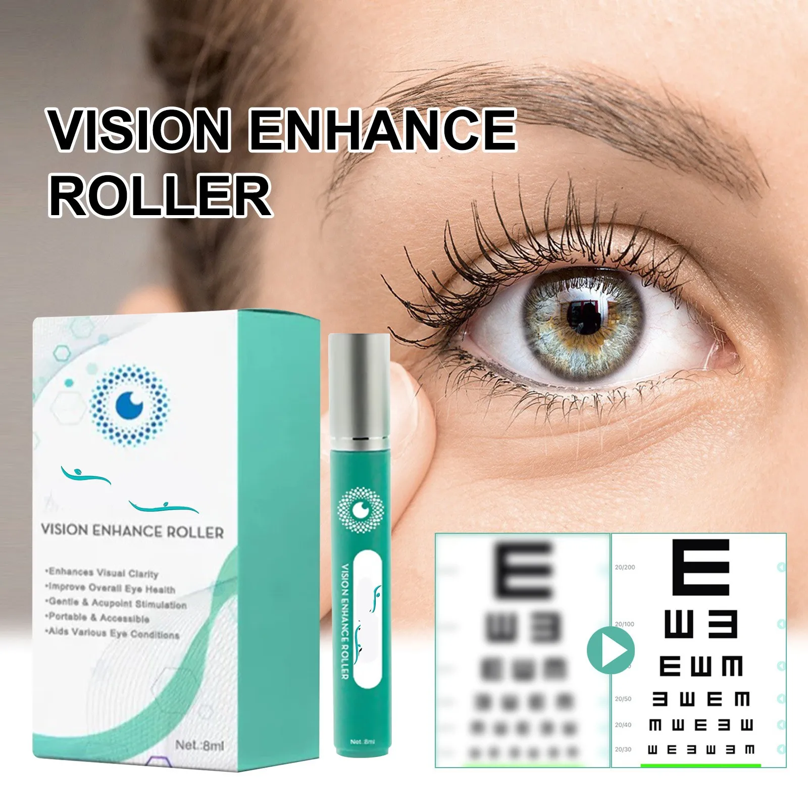 Enhance Roller For Women And Men Eye Massage Roller Relieves Tired Dry Eyes Roller For Puffy Eyes Improves And Eye Comfort 8ml