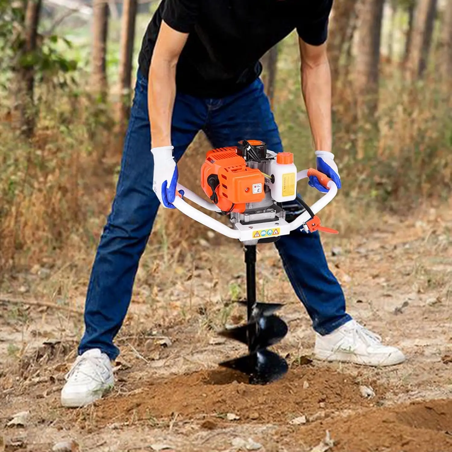 63Cc 2 Stroke Gas Powered Auger Post Hole Digger, Auger Post Hole Digger, High Efficient Low Voice Post Hole Digger, Plant Soil