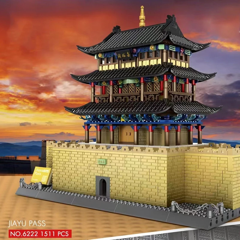 China famosa arquitetura histórica bloco de construção jiayu passar velha cidade portão construção tijolo jiayuguan modelo brinquedo criativo