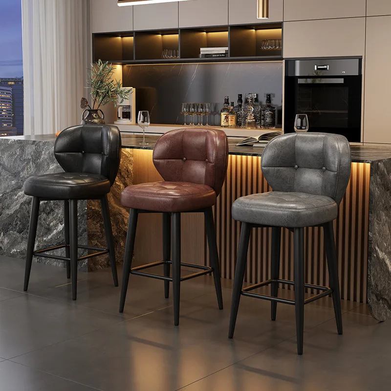 Light Luxury High-end Bar Stool Home Iron Swivel Bar Chair Designer High Chair Backrest Front Desk High Stool