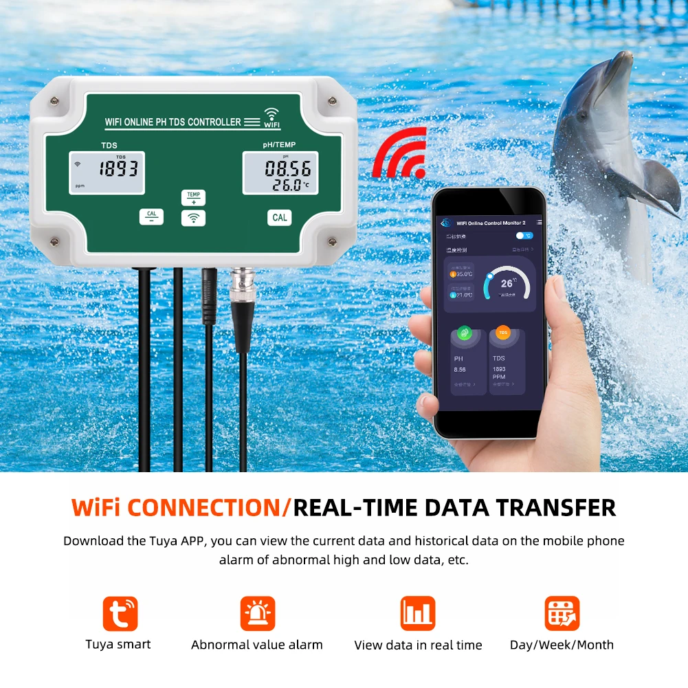 WiFi Temp PH Controller Meter Water Quality Analyzer Data Logger PH Tester Smart Remote Online Monitor for Swimming Pool - Image 2