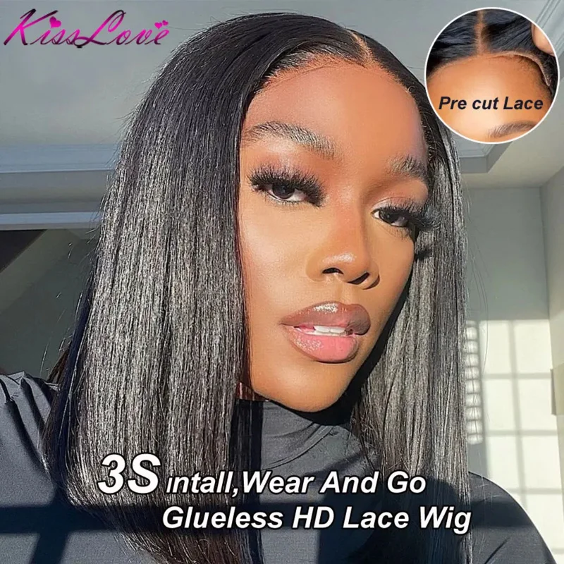 Glueless Bob Wigs Human Hair Wear And Go 4x4 Pre Cut Lace Wigs Pre Plucked Straight HD Transparent  5x5/4x6 Lace Closure Wigs