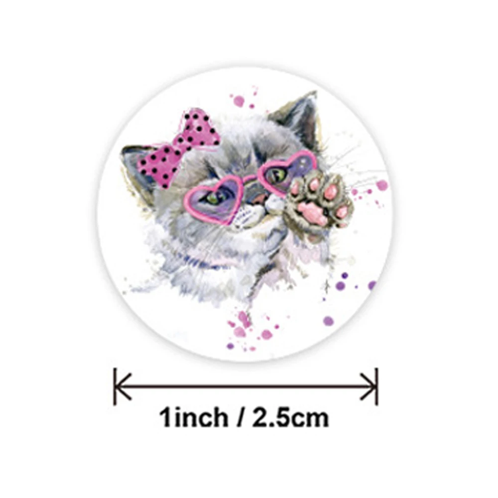 Children's Cartoon Animal Stickers 1inch Fun Motivation Cat Dog Sticker for School Teacher Supplies Student Stationery Stickers