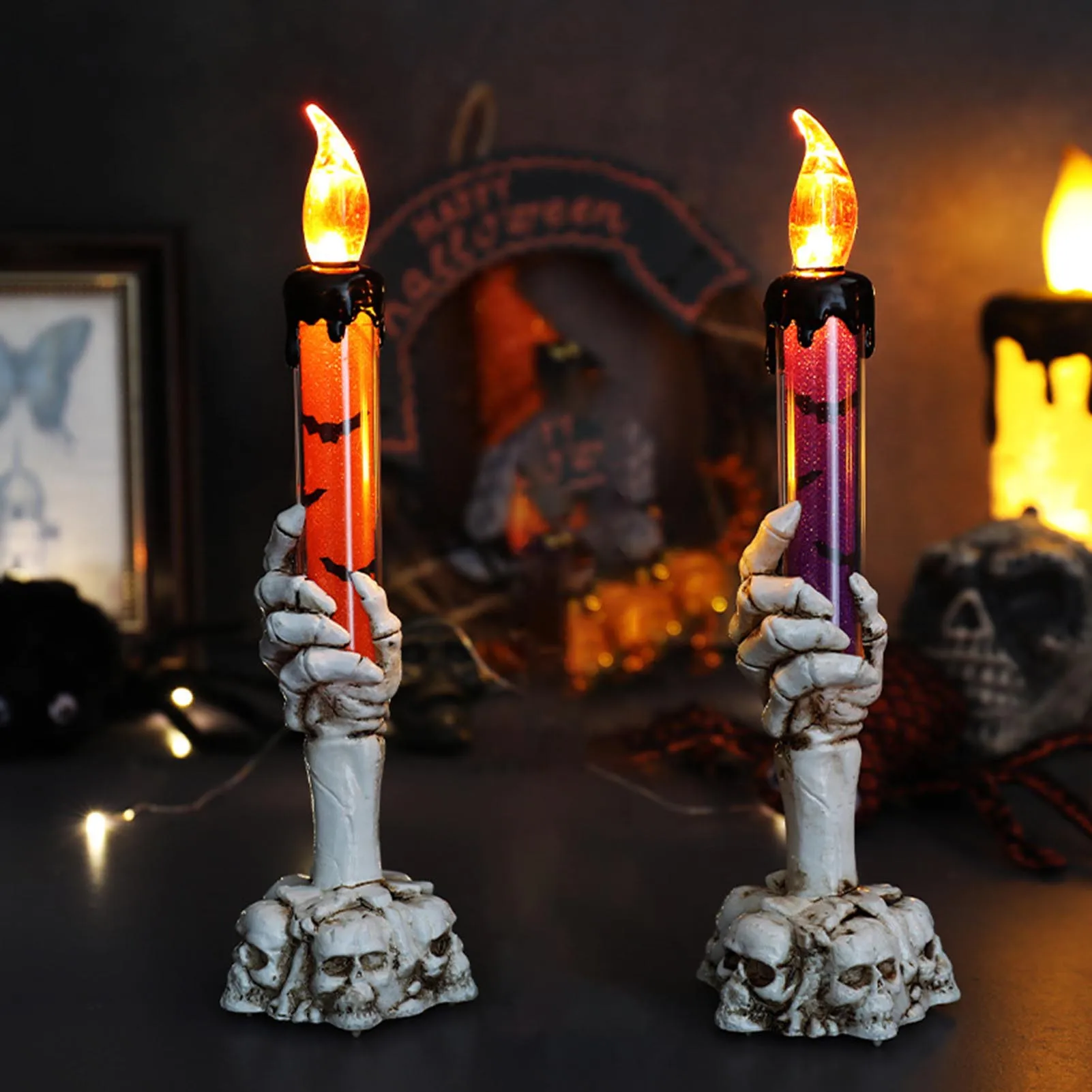 Flameless Tealights LED Candle Creative Halloween Decoration Props and Ornaments Suitable for Festival Celebration Holiday AA