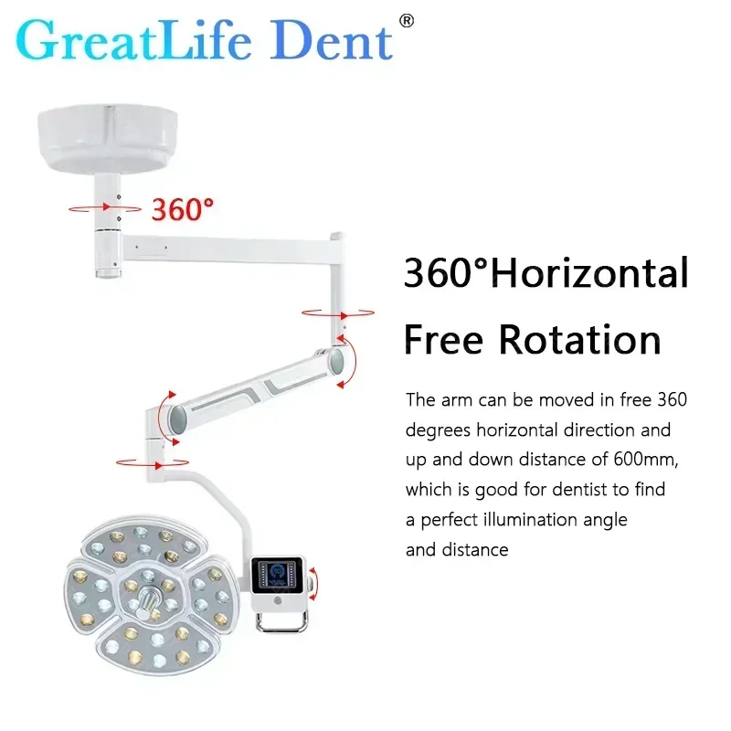 GreatLife Dent 40w 32 Leds Cold Shadowless Operation Pets 360° Degrees 120000Lux Ceiling-mounted Type Dental Surgical Light Lamp