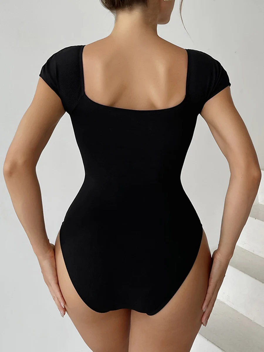 2025年 半袖水着 レディース ワンピース 無地 水着 女性用 ジッパー付き 水着 夏 ビーチウェア ボディスーツ