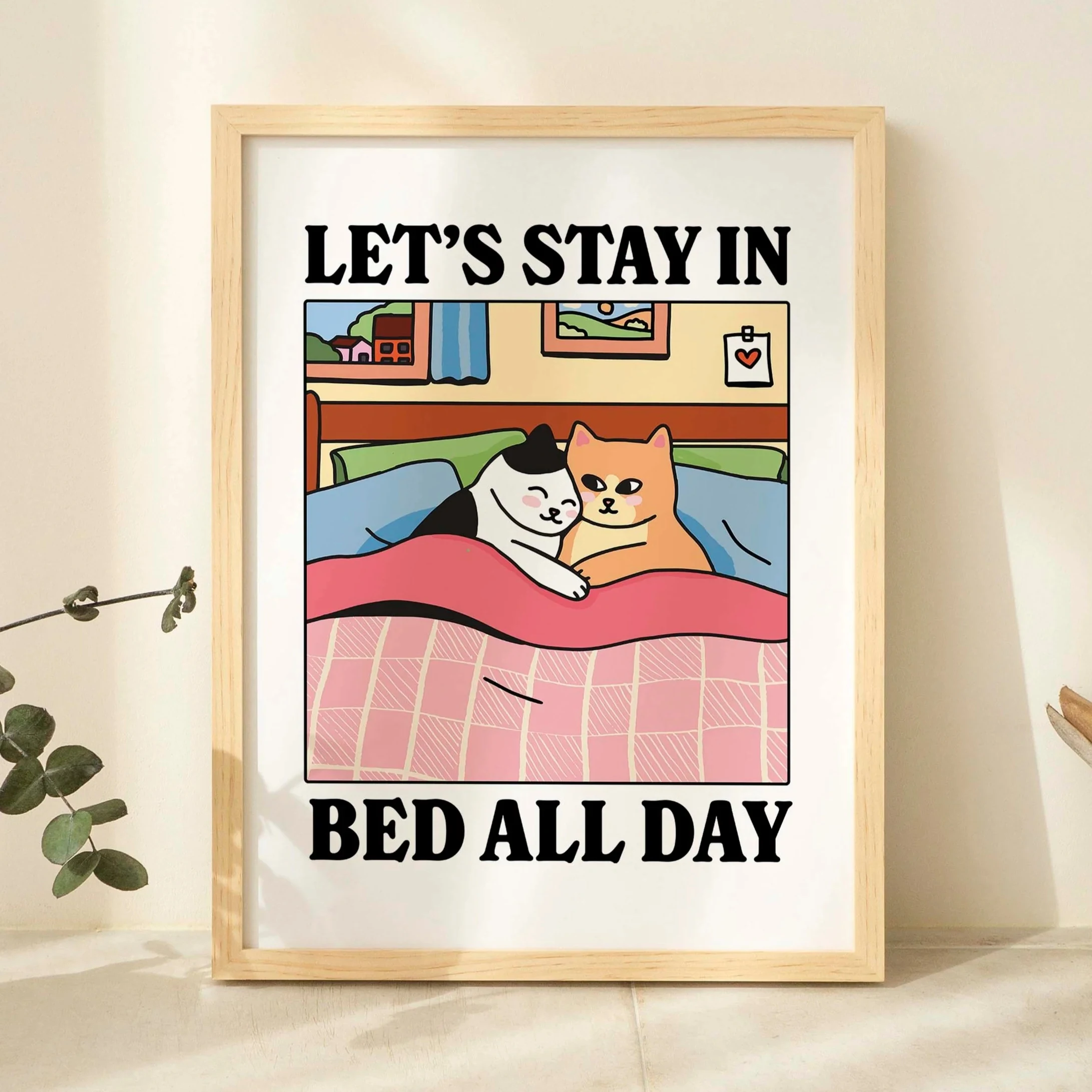 Moderne Cartoon Liegen Bequem Im Bett Wand Kunstdrucke Leinwand Malerei Poster Bild Für Wohnzimmer Schlafzimmer Wohnkultur Geschenk