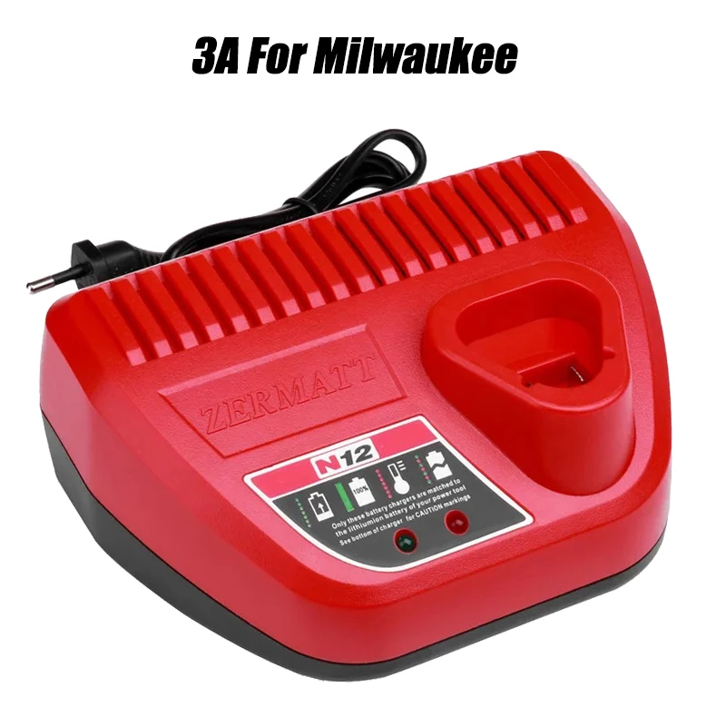 

3.0A Lithium Battery Charger for Milwaukee M12 10.8V 12V Li-ion Battery Replacement Charger N12 48-59-2401 48-11-2402