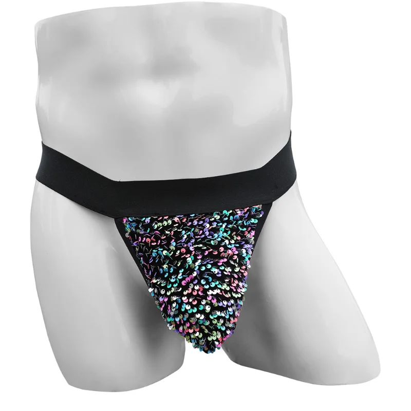 Men's Thongs String Homme 3d Color Printed Underwear Low Waist Backless Erotic Panties High Elastic U Convex Pouch Lingerie