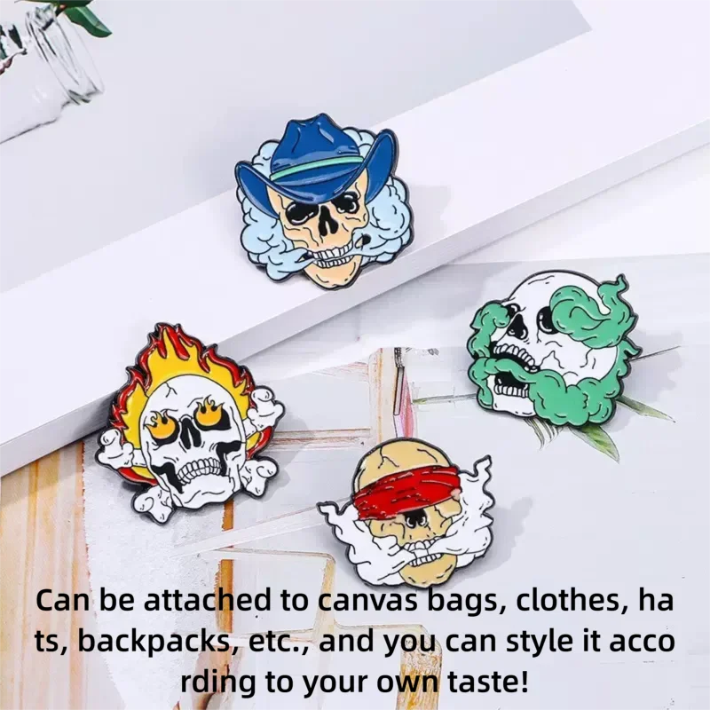 

HeYe Skull Series в стиле панк, дымчатый череп, пламя, злый дух, одежда, шляпа, сумка, рюкзак, брошь, значок, аксессуары, подарок