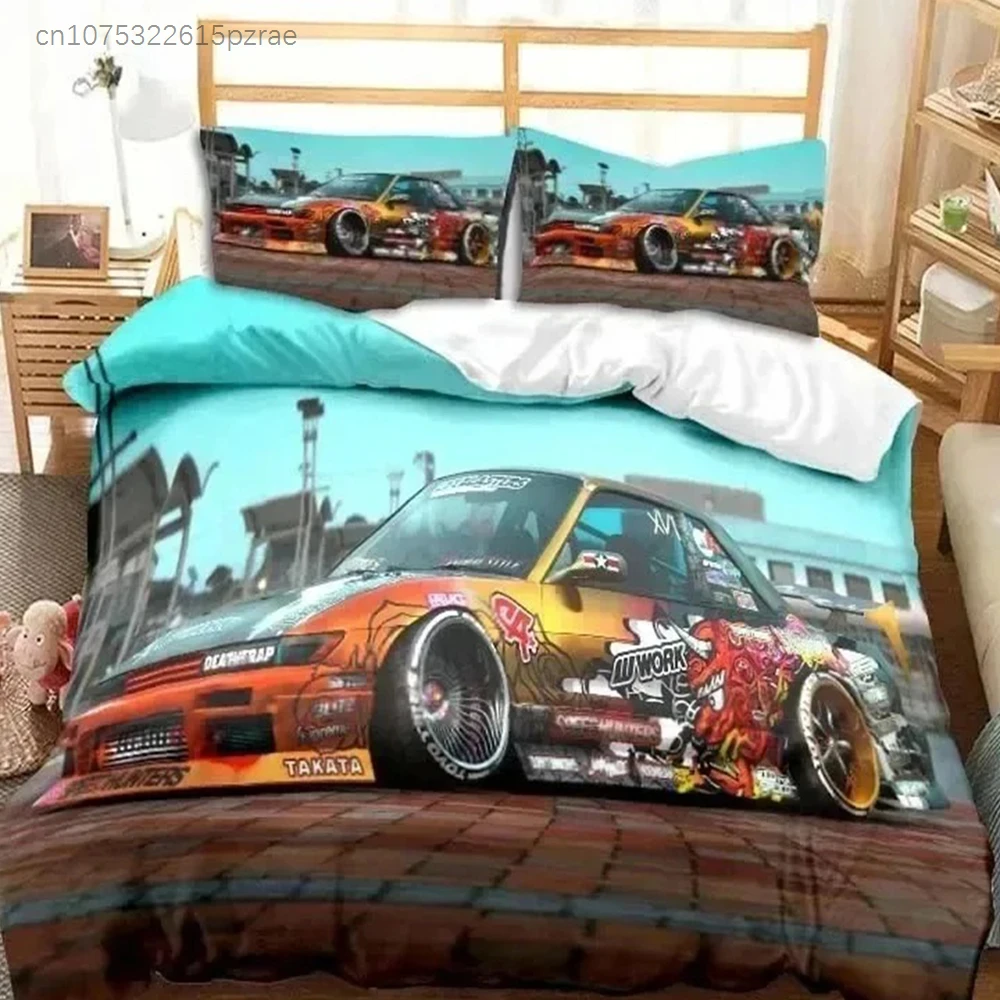 Drift Cars Cool Racing Car Bedding Set Single Twin Full Queen King Size Bed Set Adult Boys Bedroom 3D Print Men Boys Gift