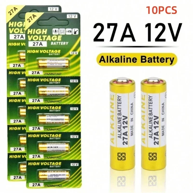 New10PCS 27A 12V Alkaline Battery 23A Dry battery for Doorbell Car Keys Calculators Remote Controls