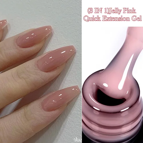 LILYCUTE 7ML Jelly Pink Peach esmalte de uñas de Gel de extensión rápida Color transparente desnudo Gel de construcción con Base de goma para prolongar los dedos