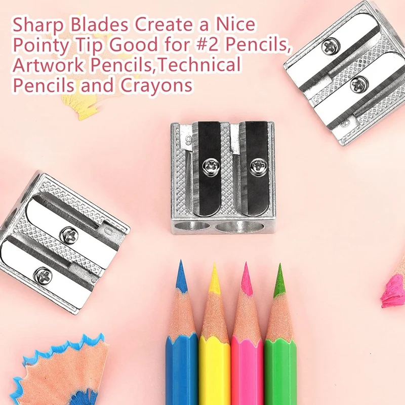 Handheld Pencil Sharpener Metal Pencil Sharpener Pencil Sharpener With 2 Holes For Schools, Offices, Homes, Art Projects 24 Pack