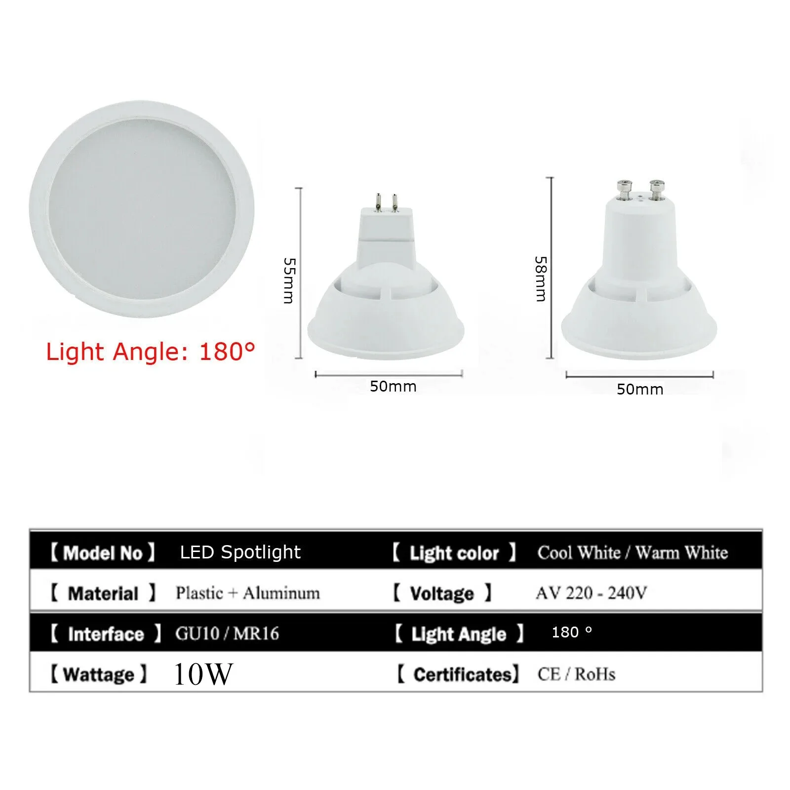 Imagem -04 - Refletor Led Regulável para Decoração Home Lâmpadas Gu10 Ângulo de Feixe de 24 Graus Cob 7w 110v 220v Alumínio Acrílico Substitua Lâmpadas Halógenas