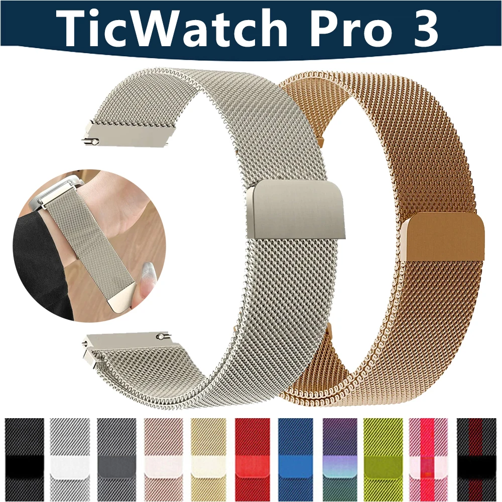 Strap Milanese schleife Uhr Band 22mm 20mm Für TicWatch Pro 3 Ultra E3 E2 S2 Pro X GTW 2021 Smartwatch Armbänder Frauen Männer Correa