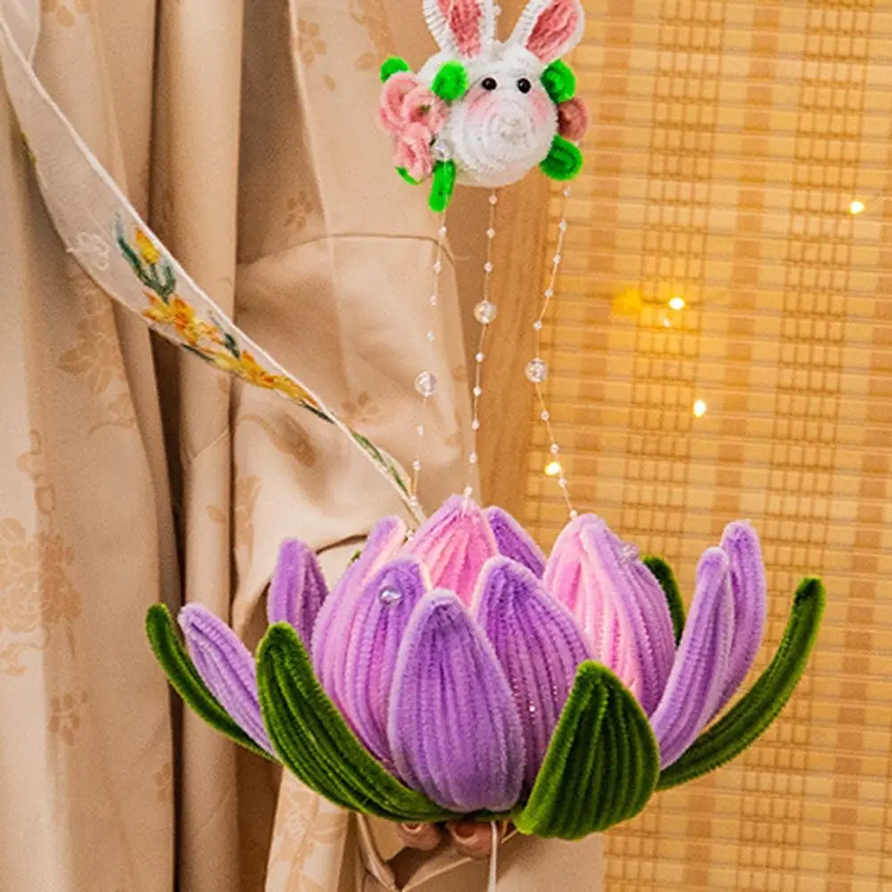 DIY Material Bag Bell Flower Lantern Handmade Chinese Style Lotus Lamp Twist Stick Glowing Intangible Cultural