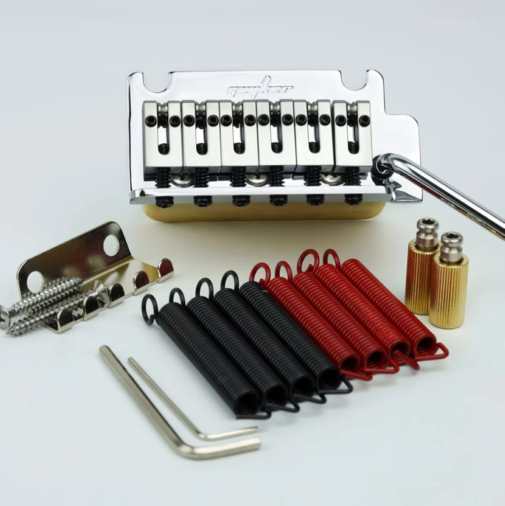 

1 Set GUYKER 2 Post Point Electric Guitar Tremolo System Bridge Brass Saddle & Brass base & Spring GG2001