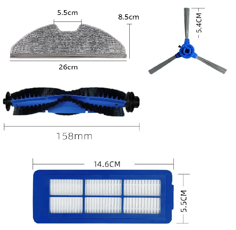 Accessories For Eufy Robovac 11S Max, 15C Max, 30C Max Robot Vacuum Cleaner, Main Brush Side Brush HEPA Filter Mop Pad