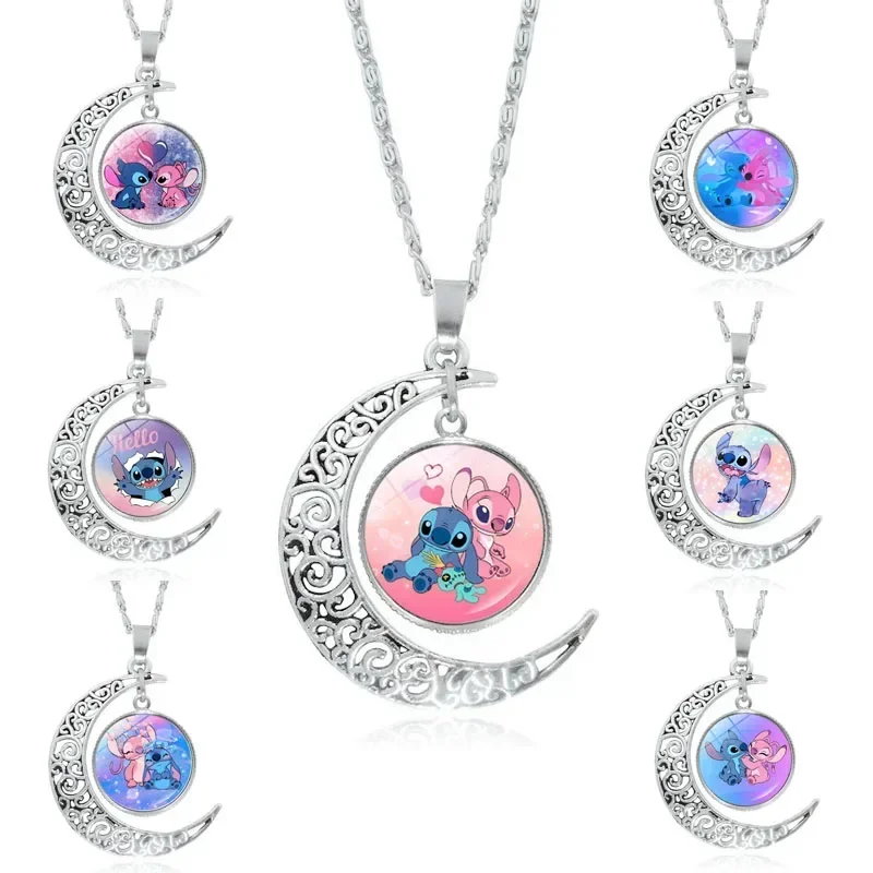 Disney Stitch Cute Cartoon Sweater Chain Pendant Chain Best Friends Necklace BFF Friendship Children's Jewelry Gift for Kids
