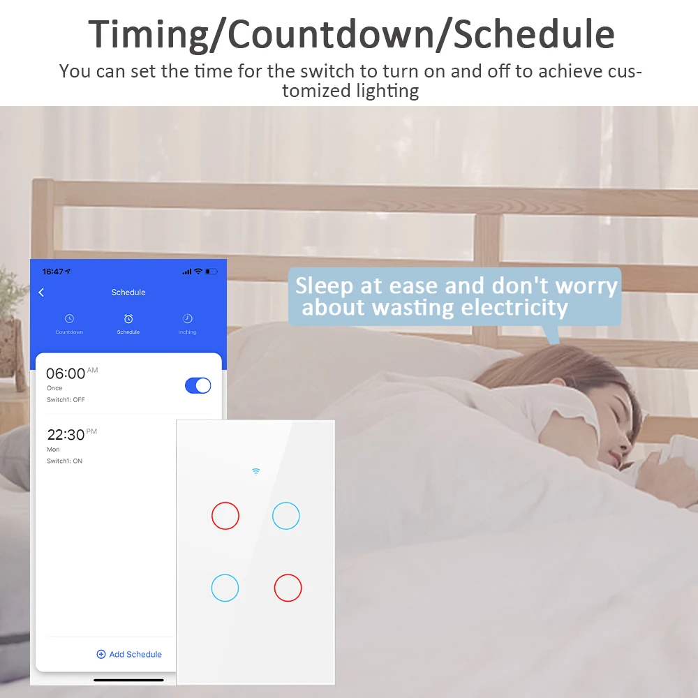 Tuya WiFi Smart Light Switch 1/2/3/4 Gang With/Without Neutral Wire APP/Touch/RF433/Voice Remote Control Via Alexa Google Home