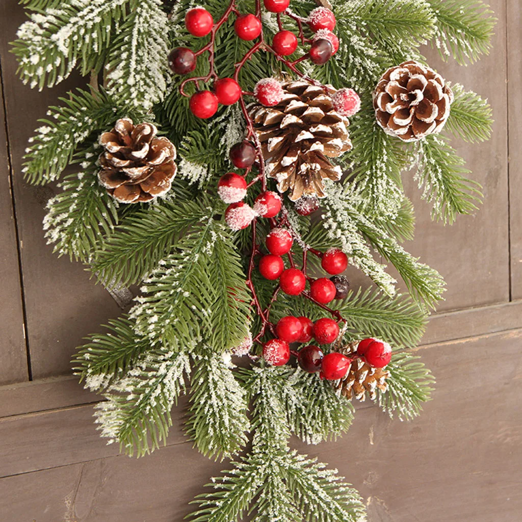Artificial Christmas Teardrop Swag Wall Hanging Decoration Home Holiday Greenery