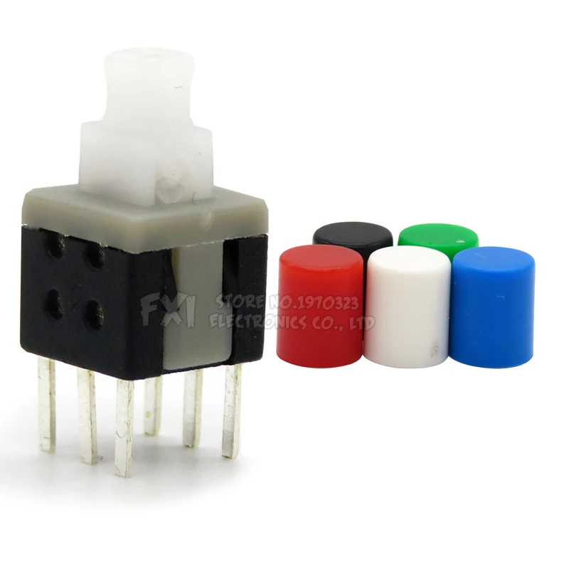 10Sets = 20PCS 5.8*5.8mm with cap Locking Latching Push Tactile Power Micro Switch Kit 6 Pin Button Switches 5.8x5.8mm