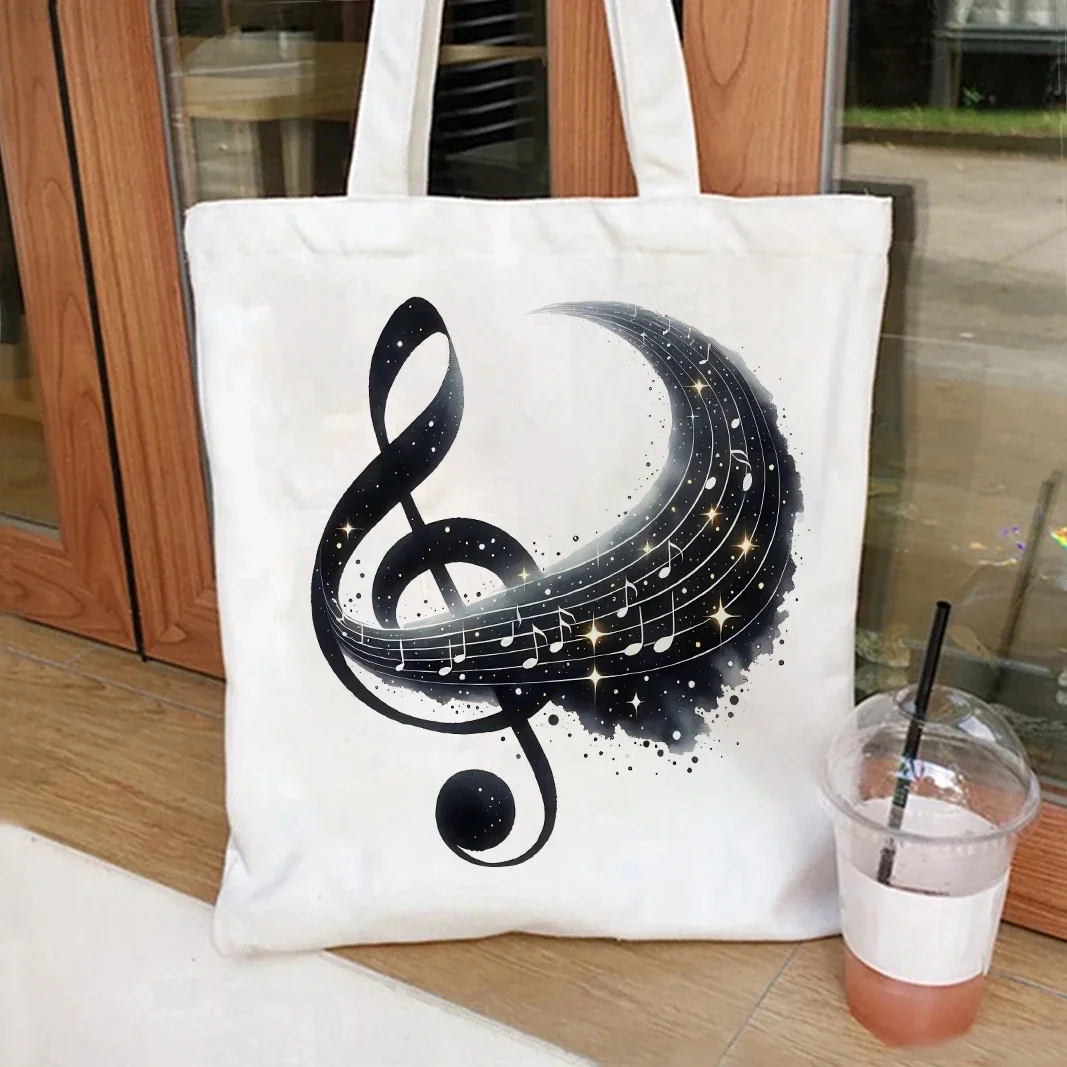 Women Handbags Music Notation Canvas Bag Funny Watercolor Music Note Shoulder Bag for Teen Fashion Design Side Bag for Ladies