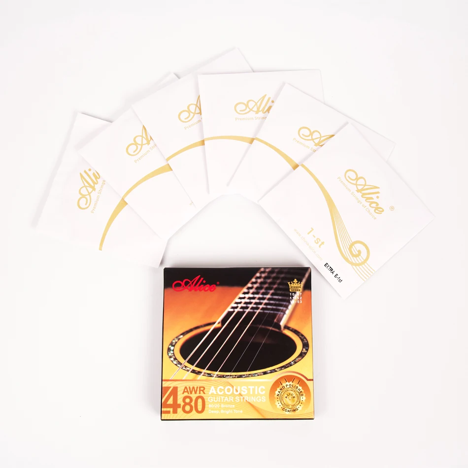 Alice AWR480 AWR486 Muti-Layer Nano Coating Anti-Rust Long Life Acoustic Guitar Strings Hexagonal Steel Core 1st-6th