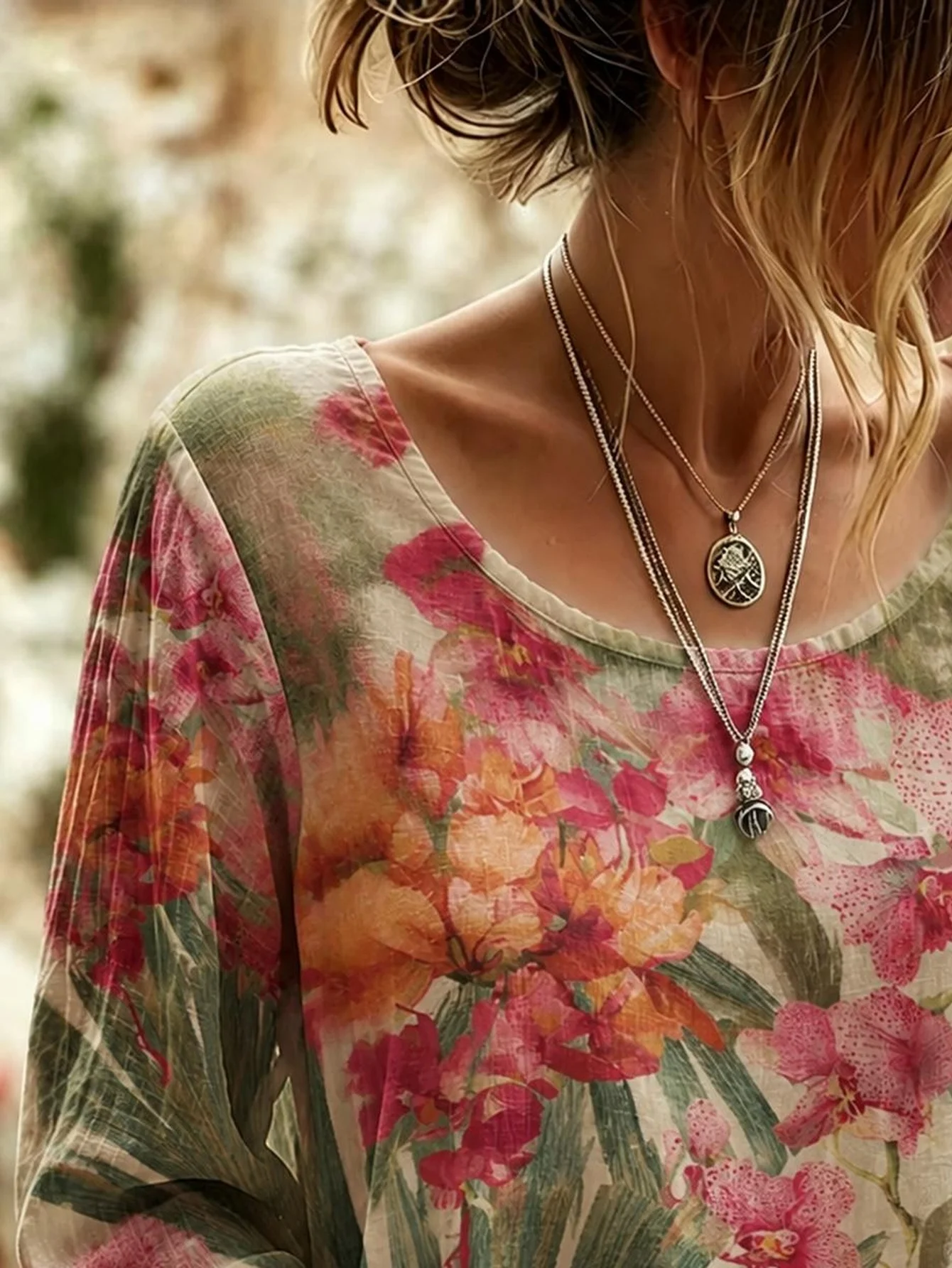 Women Plus Size Blouse 3D Floral Print Long Sleeve Loose Fit Casual Boho Tunic Top