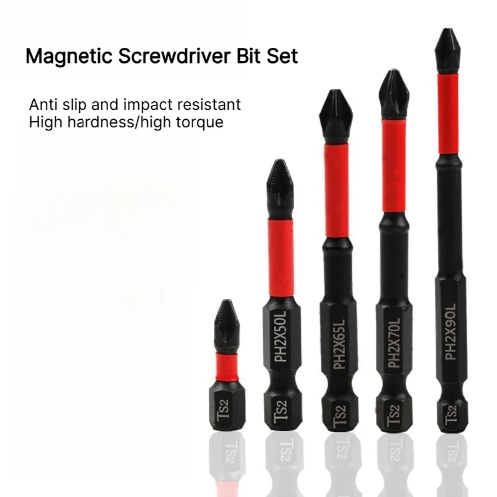 Magnetic Screwdriver Bit Set S2 Steel Electric Screwdriver Bits Cross Head Impact Screw Driver Bit S2 Steel Non-Slip